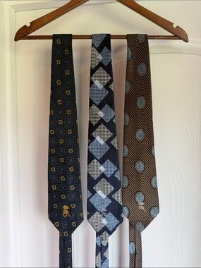 Vintage Countess wara Men's Blue Geometric tie bundle
